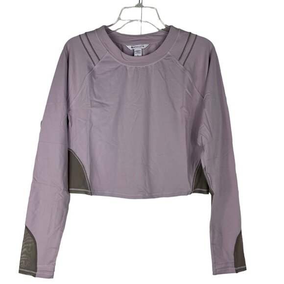 Athleta Ignite Shasta Purple/Bluff Gray Cropped Workout Active Top Size Large - Picture 2 of 14